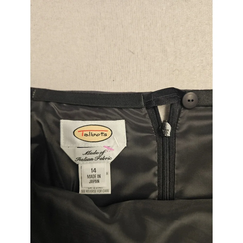 Talbots Womens Size 14 Italian Wool Blend A-Line Skirt Dark Gray Made in Japan